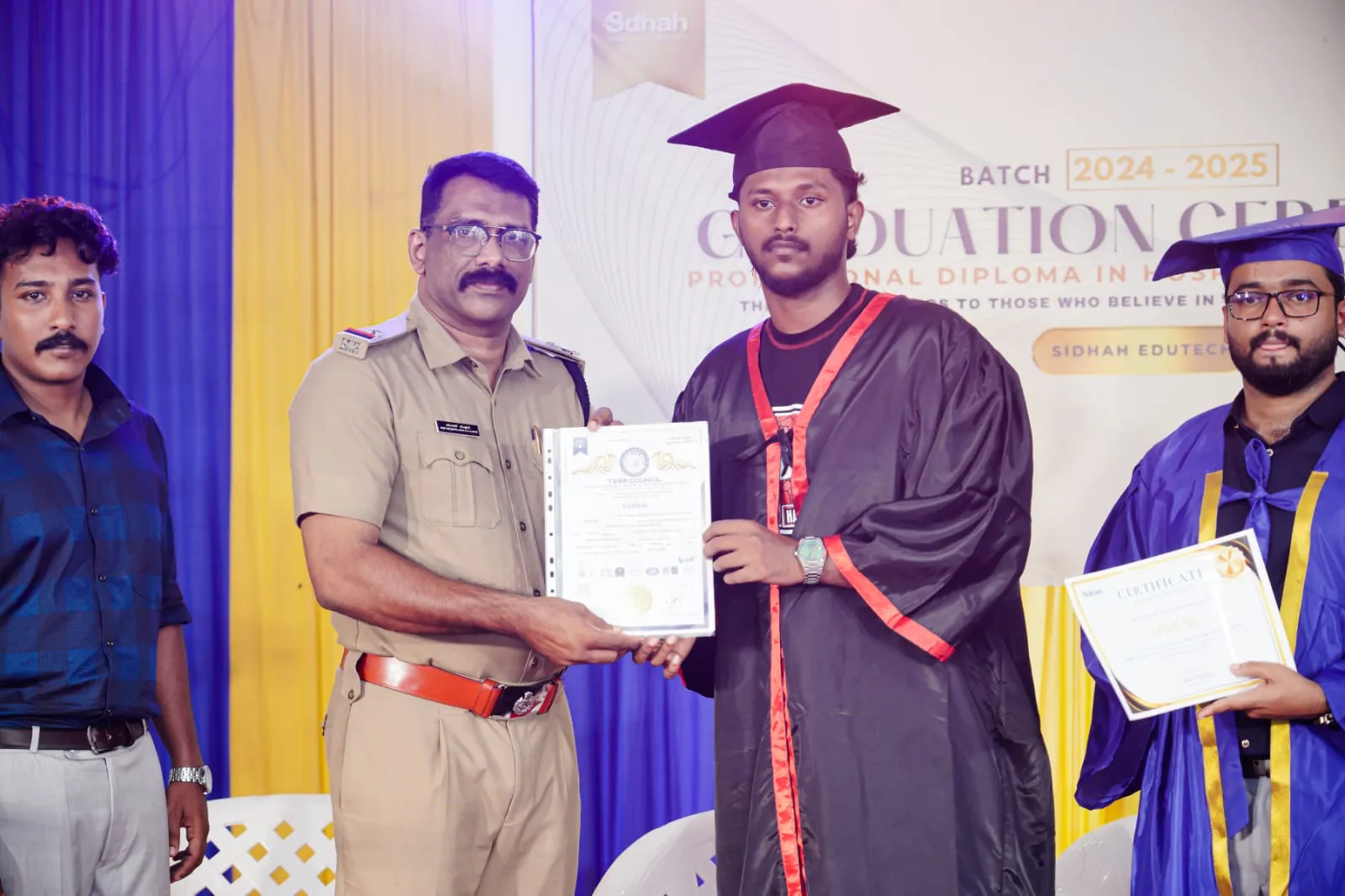 A Sidhah student receiving their Professional Diploma in Hospital Administration at the 2024–25 graduation ceremony